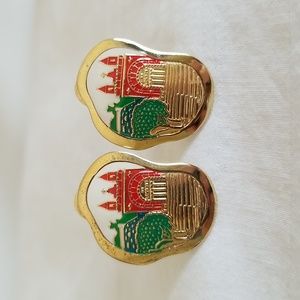 Vintage Casa De Oro Castle Gold over Sterling Silver Earrings